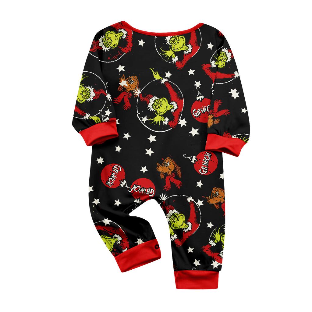 Matching Family Pajama Set with Round Neck Long Sleeve Top and Pants for Women and Kids, Fun Print Loungewear