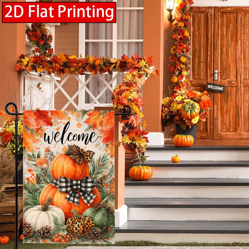 2D Flat - 2D Flat Welcome Autumn Pumpkin Thanksgiving Garden Flag (1) Outdoor Garden Flag Double-Sided Home Decoration Courtyard Decoration Outdoor D