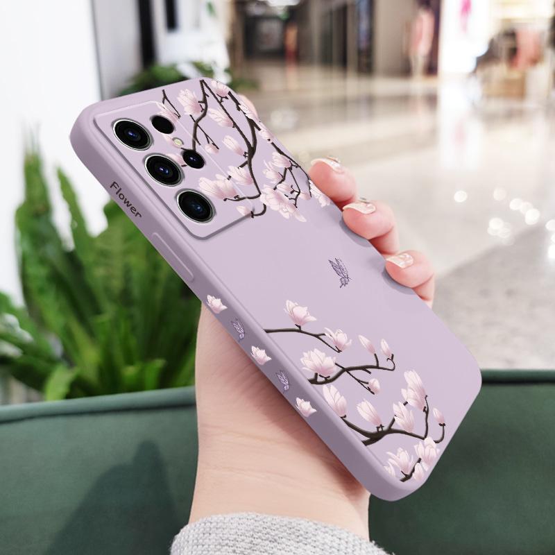 Flower Branch Dance Phone Case For Samsung Galaxy S25 S24 S23 S22 S21 S20 Ultra FE S10 S10E Plus Note 20 Ultra Silicone Cover