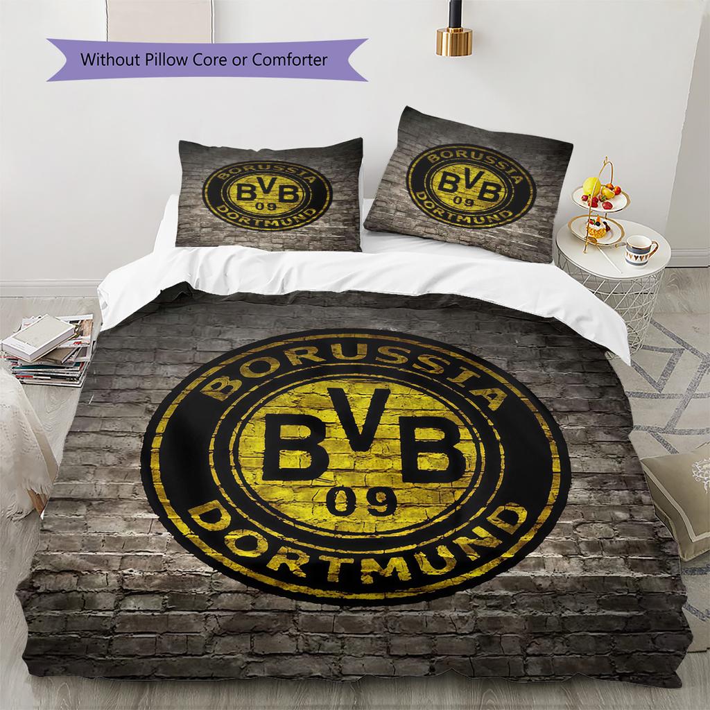 Borussia Dortmund Pattern Bedding Quilt Set  Home Decoration  Gift (1 * Duvet Cover + 2 * Pillowcase  Without Core)