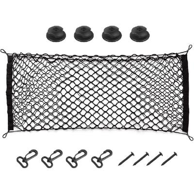 Car Rear Cargo Net, Adjustable Elastic Storage Organizer Net, Trunk Cargo Storage Net, Universal Fit for Car, Vehicle, SUV (35.4"x15.8")