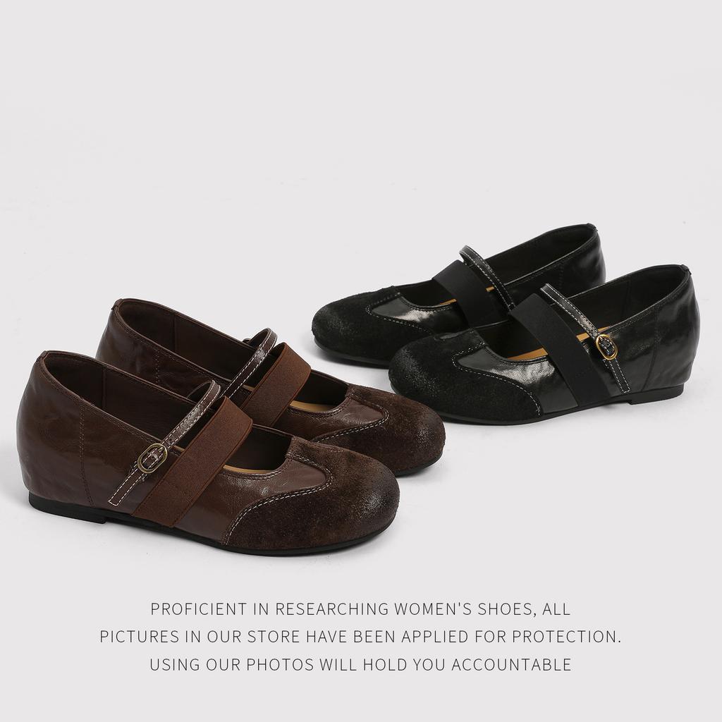 First Layer Of Sheepskin - Sheepskin Inner Lining - Cowhide Insole Soft Leather Round Head With Mary Jane Shoes Inner Lightweight Single Shoes