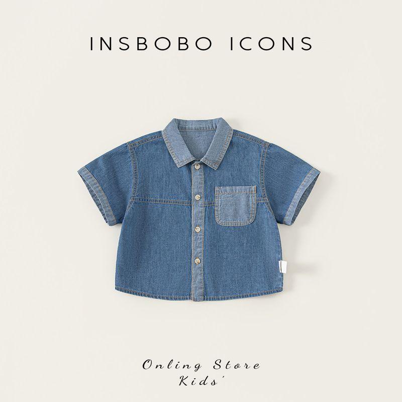 Insbobo Boys  Shirts, Kidsren s Shirts, Boys  Denim Jackets, Summer Stylish Baby Tops, Thin Summer Style Blue 100 cm