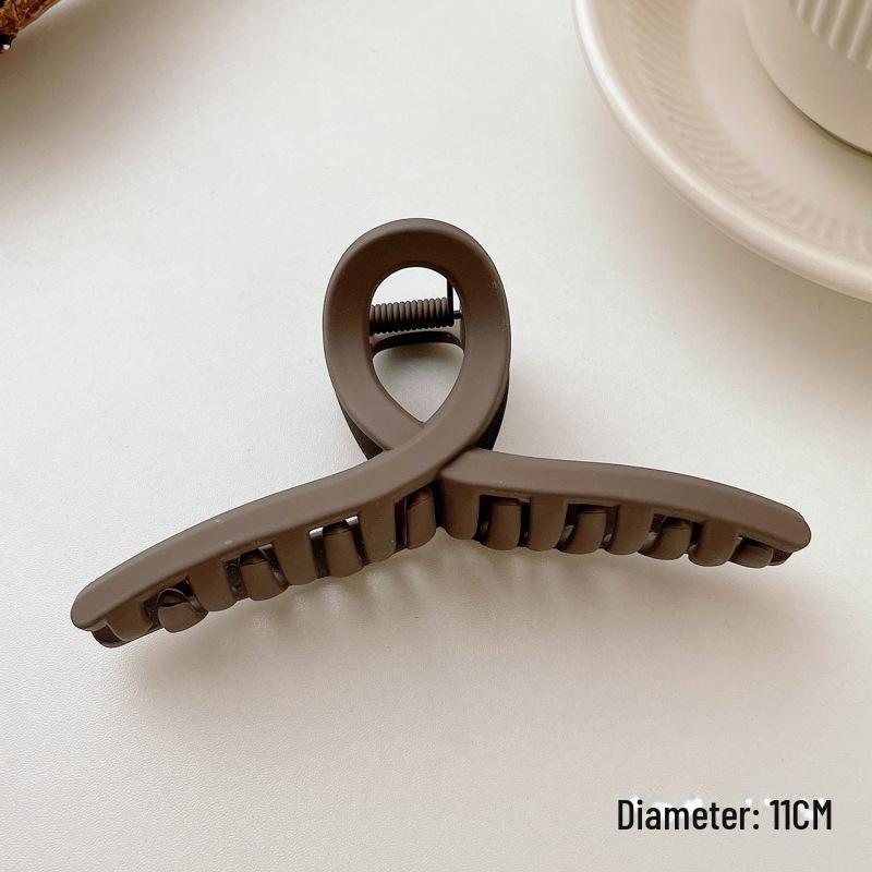 Versatile Milk Coffee Hair Clip: Large, Simple Shark Design for Women