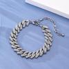 Rhinestone Hip Hop Cuban Link Anklet with Rhombus Design - European & American Trend