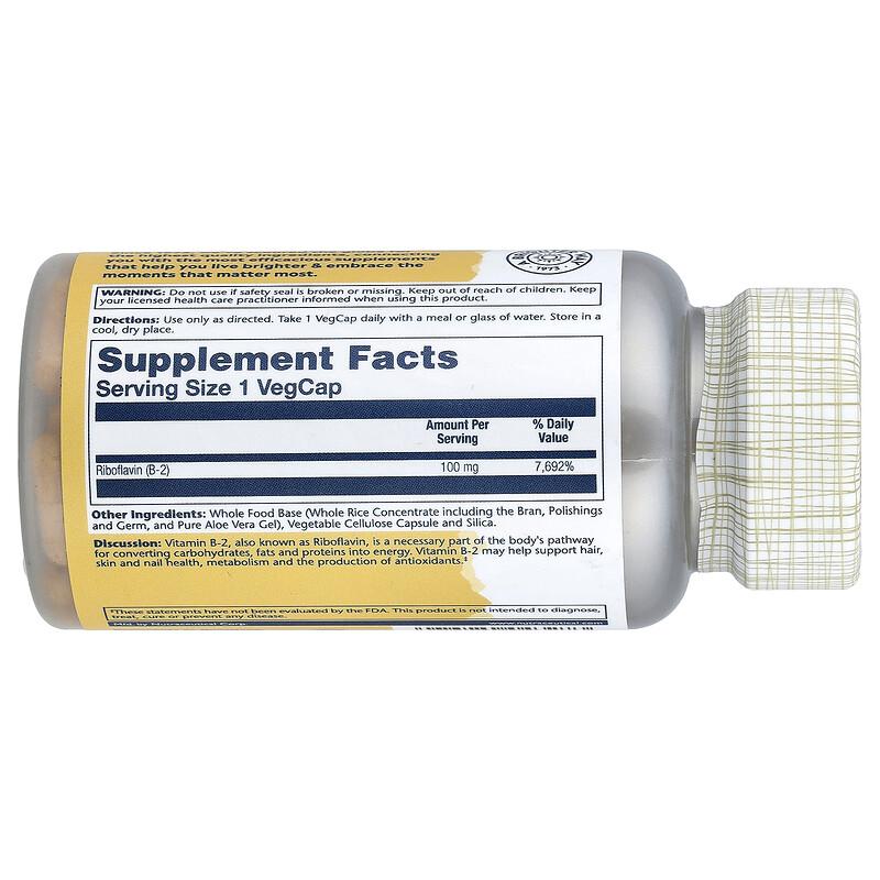 Vitamin B-2, 100 Mg, 100 VegCaps