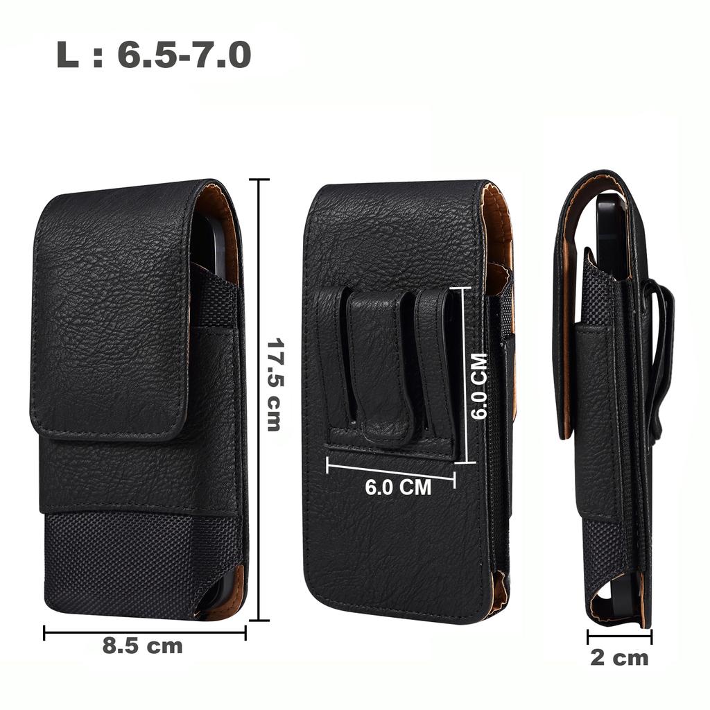 Universal Leather Men Waist Bag Mobile Phone Belt Clip Case For iPhone Samsung Galaxy Xiaomi Redmi Poco Oppo 7 Pro Holster Pouch