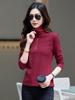 6655 Autumn/Winter Women's Stand Collar Zipper Slim Fit Long Sleeve Solid Color T-Shirt