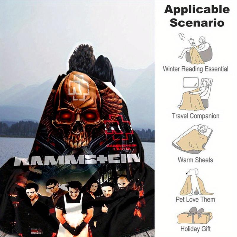 1pc Rammstein-Inspired Home Decor: Cozy Flannel Blanket, Perfect Gift for Bedroom, Living Room, Travel, Camping, Car, Beach, Office Naps, Ideal Sofa T