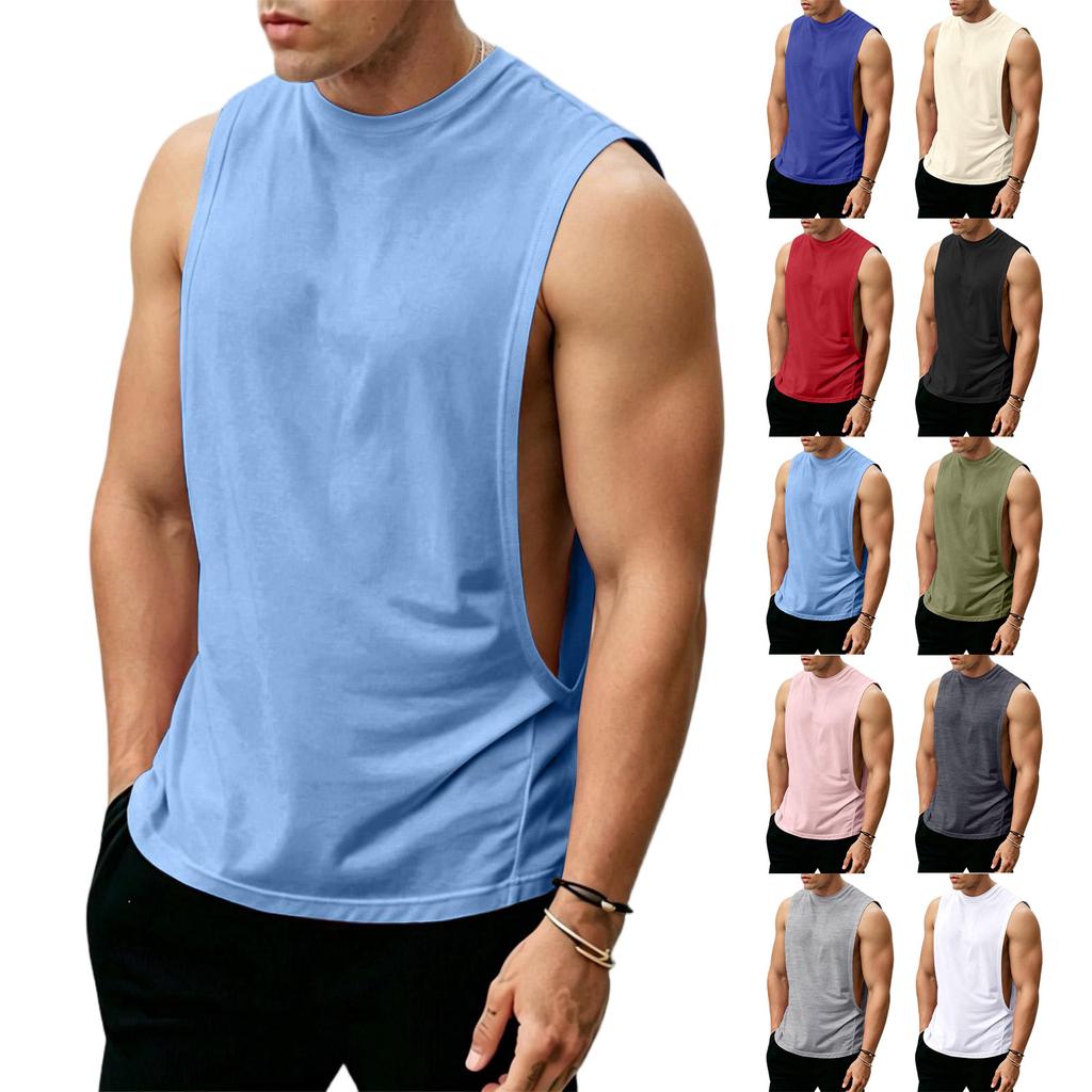 Men's Sleeveless Athletic Tank Top Muscle Shirt Gym Fitness Breathable Stretch Quick Dry Sports Vest for Summer Training