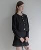 Lenav Esy Round Long Sleeve Tweed Crop Jacket (Black)