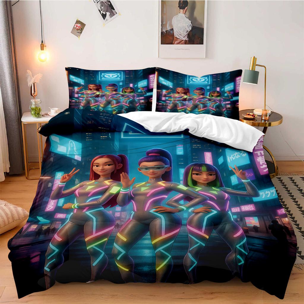 K-Pop Demon Hunters Beddding Set for Fan Kids Machine Washable Durable King Queen Twin Size for K-pop Girls Home Bedroom Decor