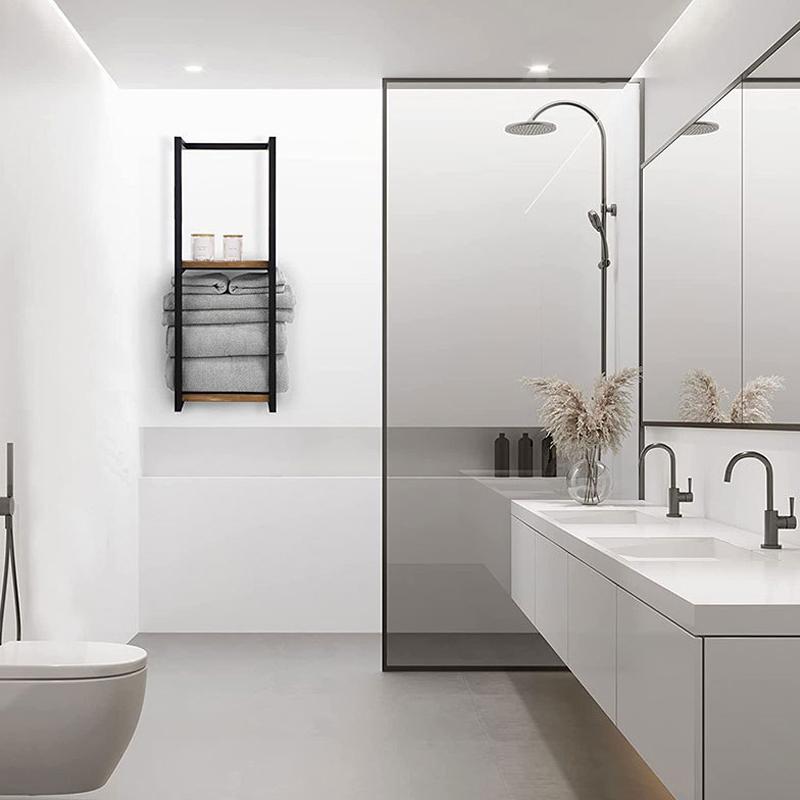 2-Layer Towel Storage Shelf Wall Mounted Towel Storage Rack Durable Storage Shelf For Toiletry Space Saving Organizer