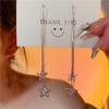 Zircon Pentagram Fringed Ear Line Women's New Trendy Temperament Long Earrings Personalized Round Face Thin Earrings