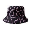 Double-sided Love Printed Bucket Hat Versatile Outdoor Sunshade Sun Hat Showing Washbasin Hat