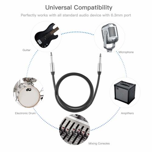 Syncwire 3m Guitar Shielded Cable [Warranty Included/For Bass, Keyboards, Amplifiers, and Drums] S-S Plug Instrument Cable