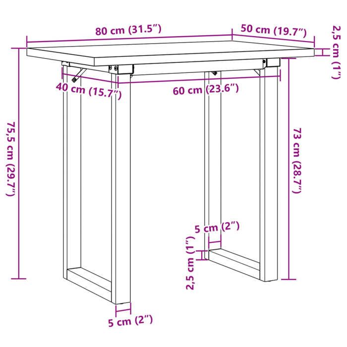 VidaXL Dining Table O-Frame, Dinner Table, Dining Table Kitchen Restaurant Interior, 80x50x75.5cm Pine Wood 3282738