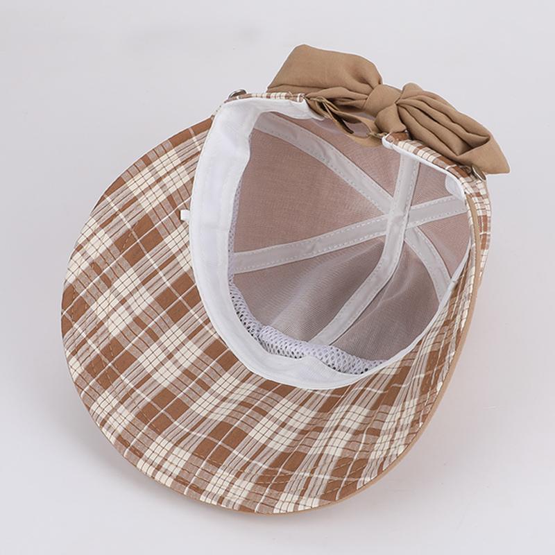 Spring and Summer Plaid Hat for Women's Outdoor Travel, Large Eaves for Shade, Can Hang Mask, Duck Tongue Baseball Cap