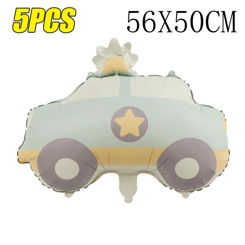 Cute Cartoon Frosted Aluminum Film Balloon Rainbow Police Car Plane Bear Birthday Balloon Party Layout Scene Decoration