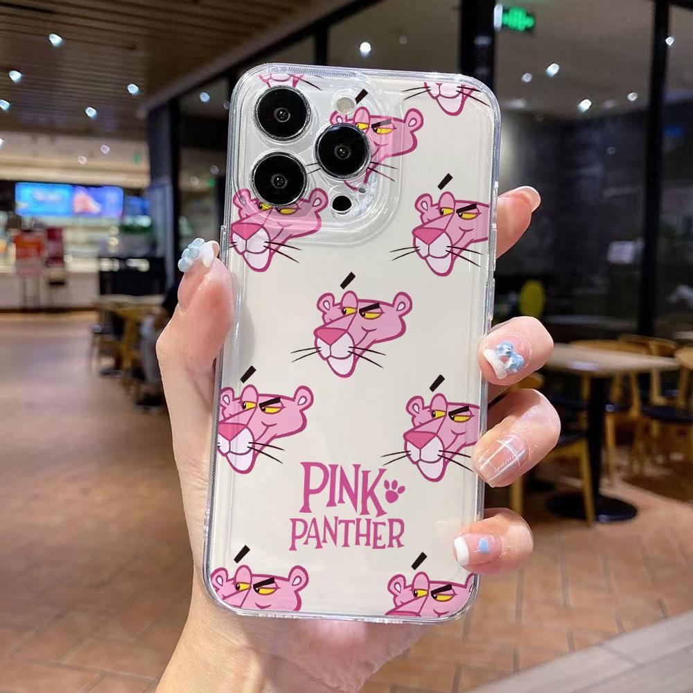 

Cute Pink Panthers Phone Case for iPhone 17 Air 16 15 14 Plus 13 12 11 Pro Max X Xs XR 8 e Soft TPU Transparent Cover iPhone XS