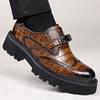 Crocodile Pattern Brogue High Quality Men's Shoes Autumn New Designer Platform Shoes Male Business Leather Dress Shoes Man