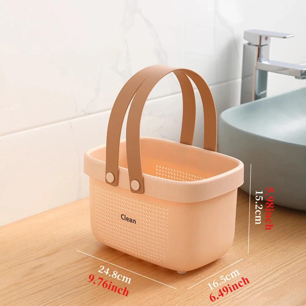 Plastic Storage Basket with Silicone Handles Large Capacity Clothes Organizer for Shower Room Bathroom Washhouse Bathroom Basket