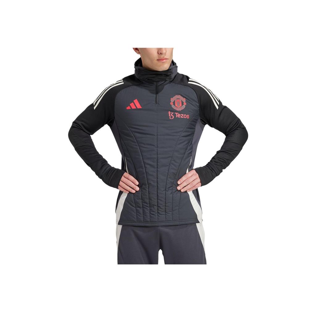 Adidas Manchester United Tiro 24 FW24 Aeroready Soccer Training Slim Fit Comfortable Hoodie Men Hoodies Carbon-Black Black IS8090