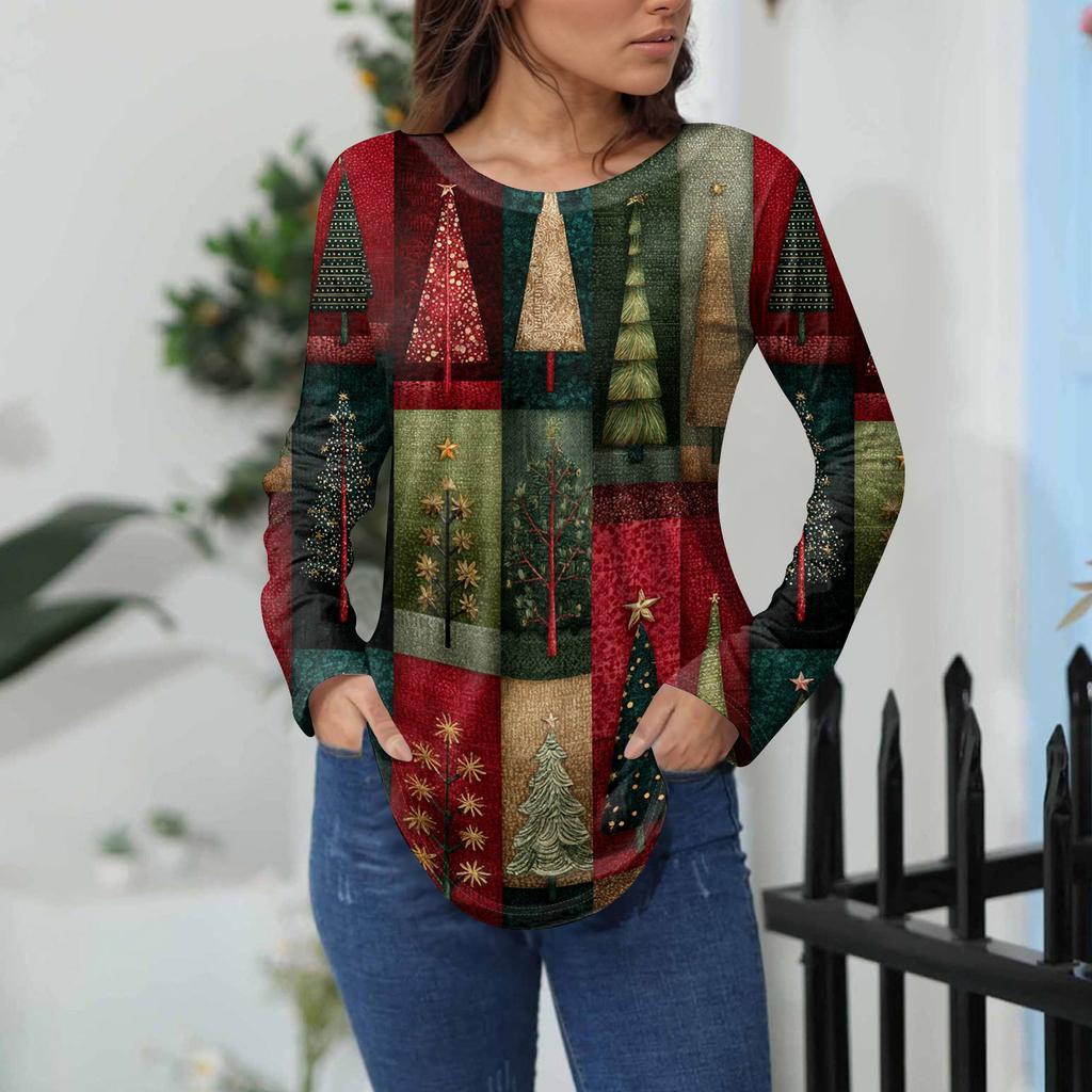 Tee Shirts For Women Fall Casual Long Sleeve Shirts Sweatshirt Vintage Graphic Printing Top Pullover Valentine's Day