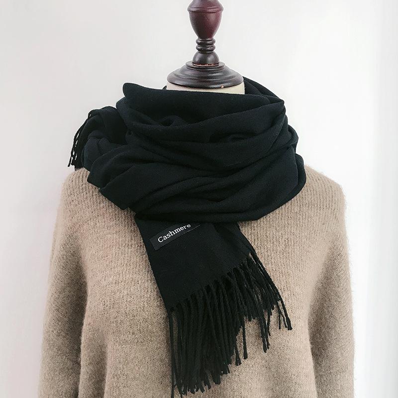 Solid Color Scarf for Women in Winter Korean Style Versatile Student Autumn and Winter Thickened Long Imitation Cashmere Red Men's Scarf Trendy