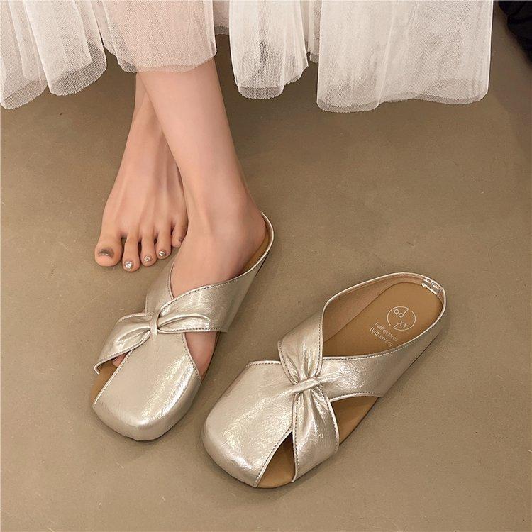 Comfortable Design Thick-soled Bag Head Half Slippers Women's Summer Wear 2025 New French Temperament with Skirt Slippers