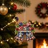Holiday Souvenirs for Family 250th Anniversary Christmas Ornament, Acrylic Patriotic Hanging Decor Gift Friends with Eagle Santa Liberty Bell,