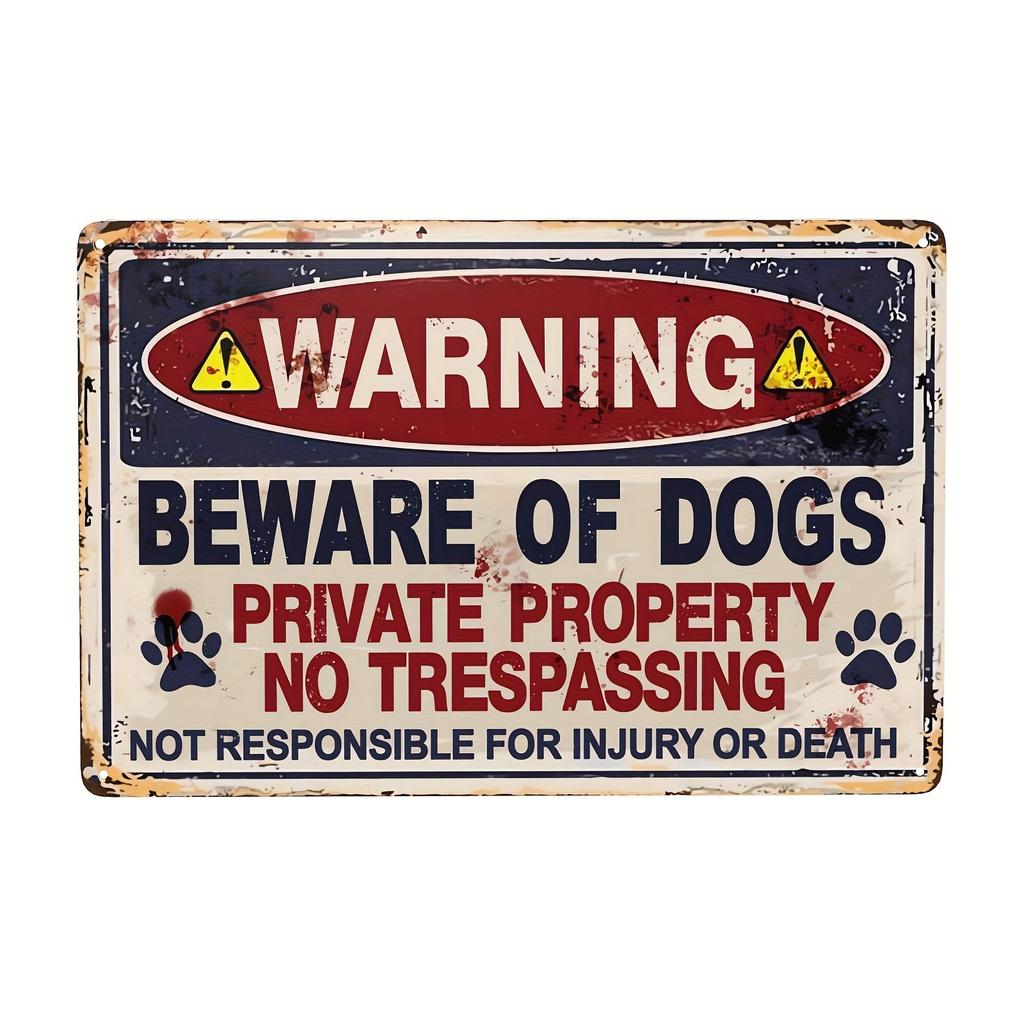 Beware of Dog Iron Sign Outdoor Fence Gate Farm Home Bar Decor Weatherproof PreDrilled