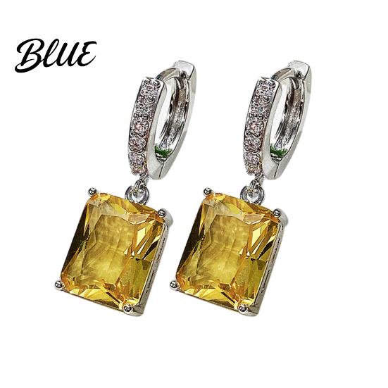 High-quality Zircon Earrings Large Dangling for Women Sparkling Cube-shaped Fashionable