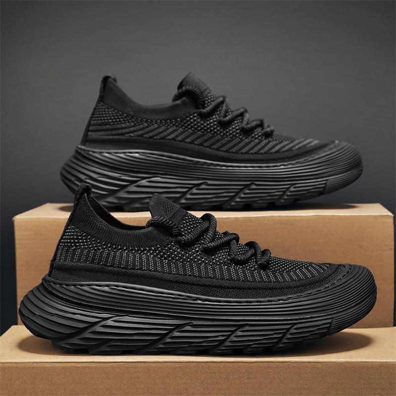 Europe 2024 New Spring Casual Sports Board Shoes Men's Pedal Thick-soled Fly-woven Breathable Men's Shoes Niche and Lightweight