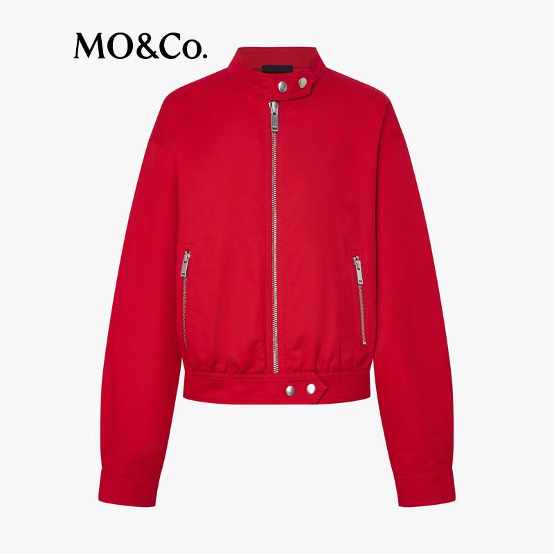 MO&Co. Women's Solid Stand Collar Cotton Jacket