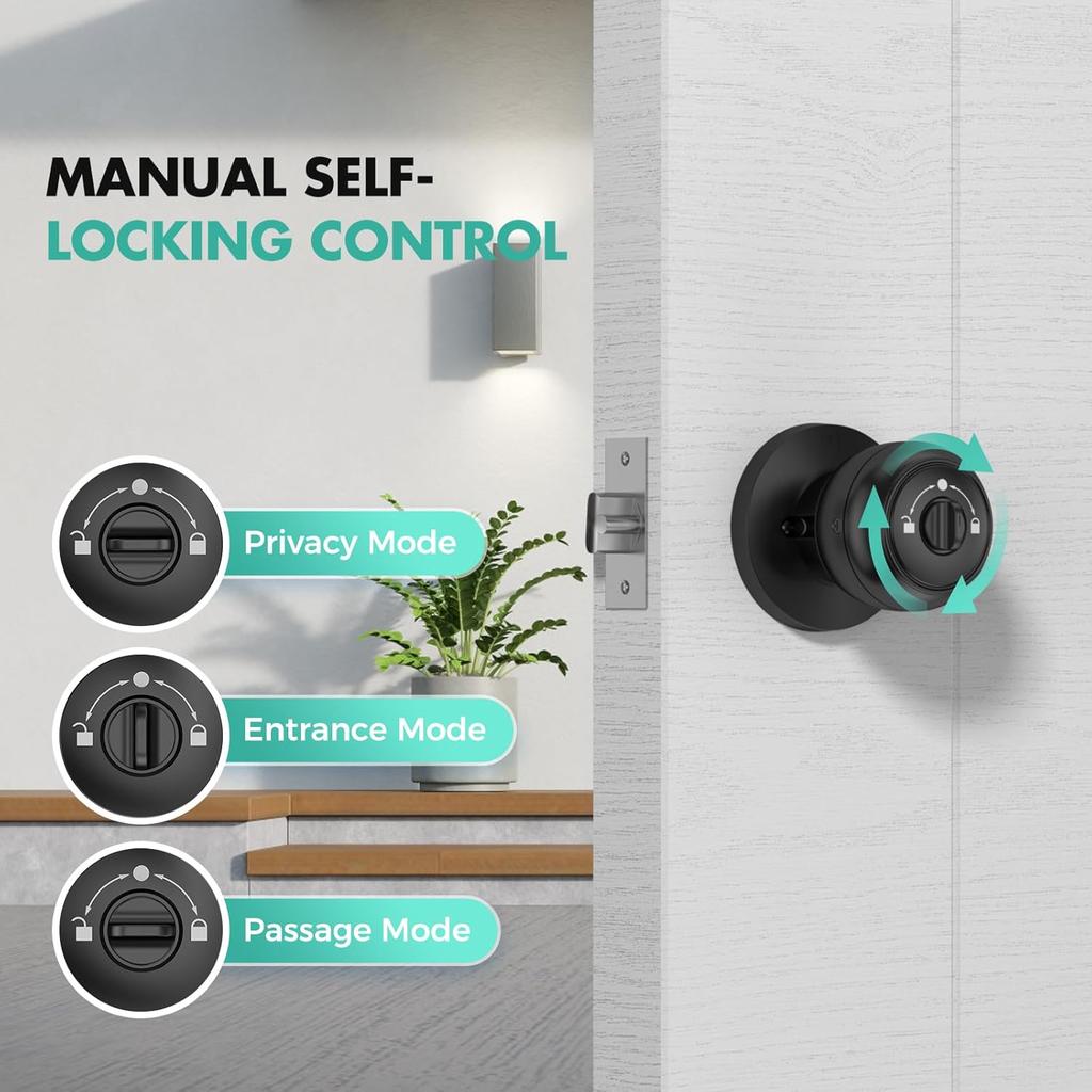 Tastatur Smart Türschloss mit Knauf, Schlüsselloses Eingangstürschloss, Fingerabdruck Türknauf für Haustür, Elektronischer Code, App-Fernsteuerung, Einfach