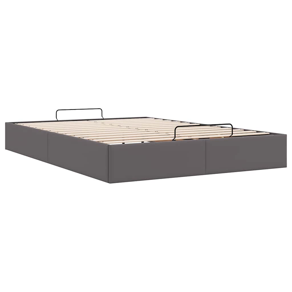 Ottoman Bed without Mattress Gray 140 x 190 cm Faux Leather