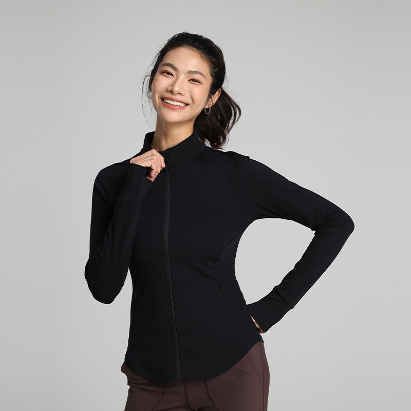 2025 Women s Long Sleeve Fitness Jacket for Spring Autumn - Stand Collar Yoga Running Sportswear X-Small чёрный 2660₽