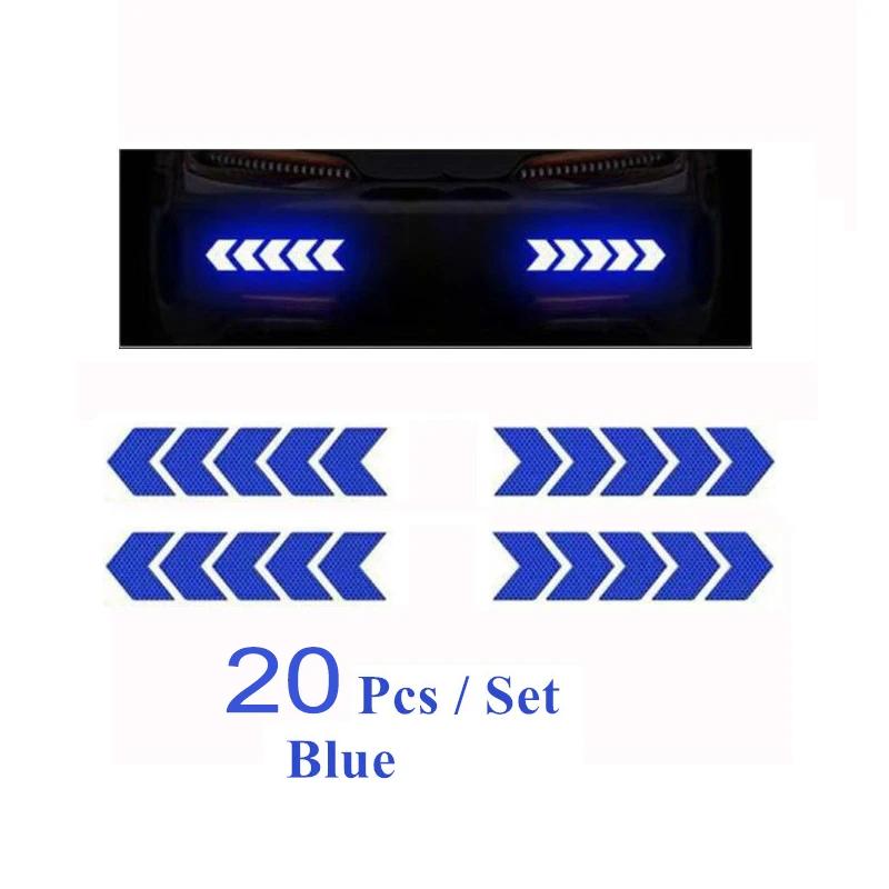 4/20pcs Car Reflective Arrow Sticker Safety Warning Sticker for Car Bumper Trunk Reflector Hazard Tape Car Styling Luminous Film