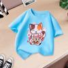 Children T-shirt Cute Cat Printed Kids 100% Cotton Clothes Tops 2-13Y Loose-fit Casual  O-Neck Short-sleeve T-shirt