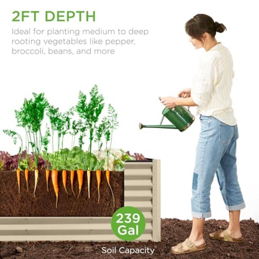 8x2x2ft Outdoor Metal Raised Garden Bed Rectangular Deep Root Planter Box for Vegetables Flowers Herbs and Succulents W/ 239 Ga