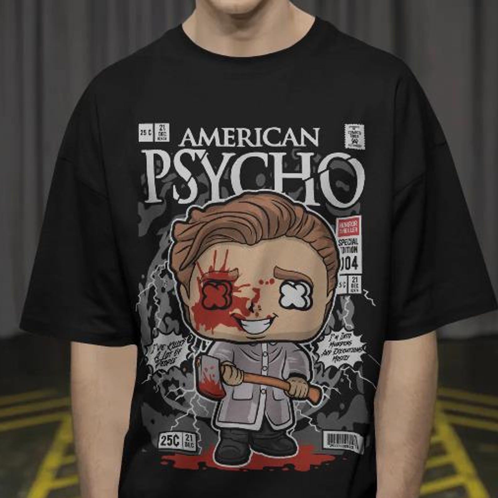 Comfort Colors American Psycho Shirt - Horror Movie Comic Style Tee 4XL