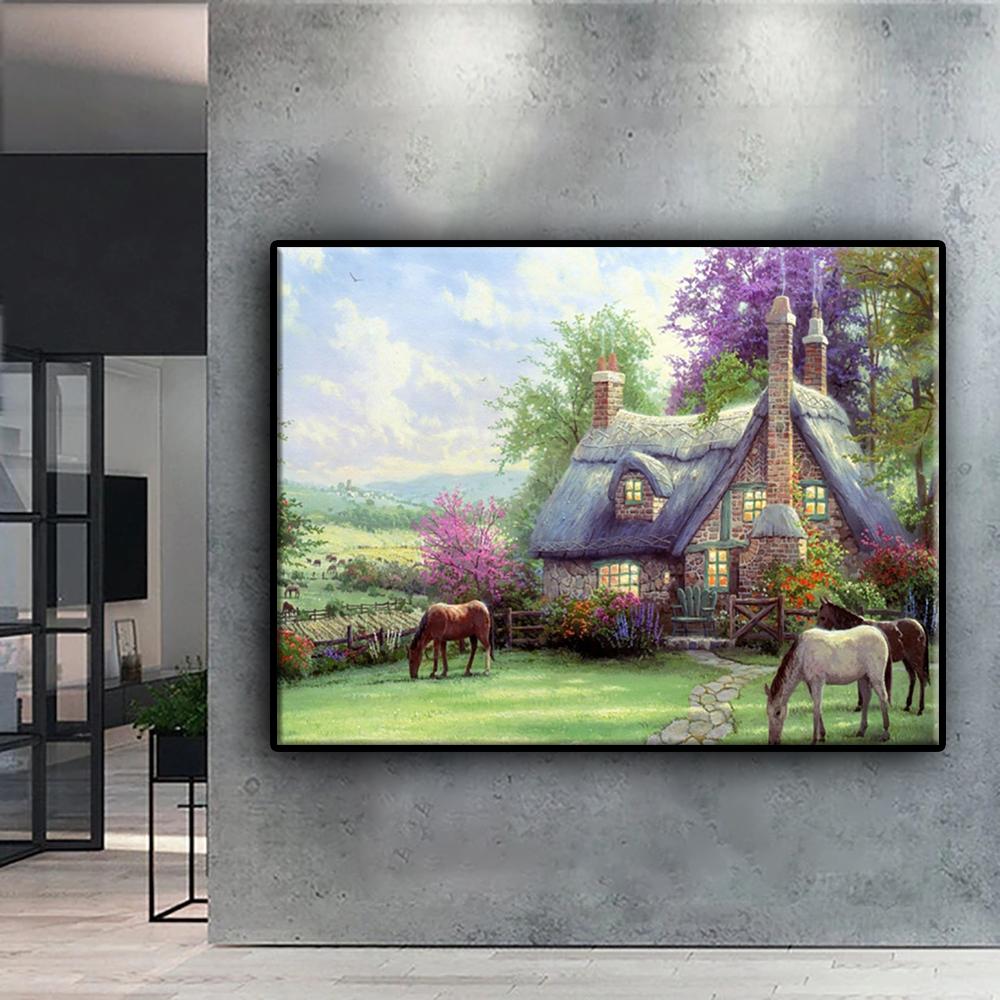 5D Diamond Painting Forest Hut DIY Diamond Embroidery Rhinestone Home Decoration