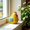 Hand-Carved Wooden Rooster Figurine Farmhouse Chicken Sculptures Rustic Animal Statue for Home Shelf Desk Kitchen Decor Gift for Chicken Lovers