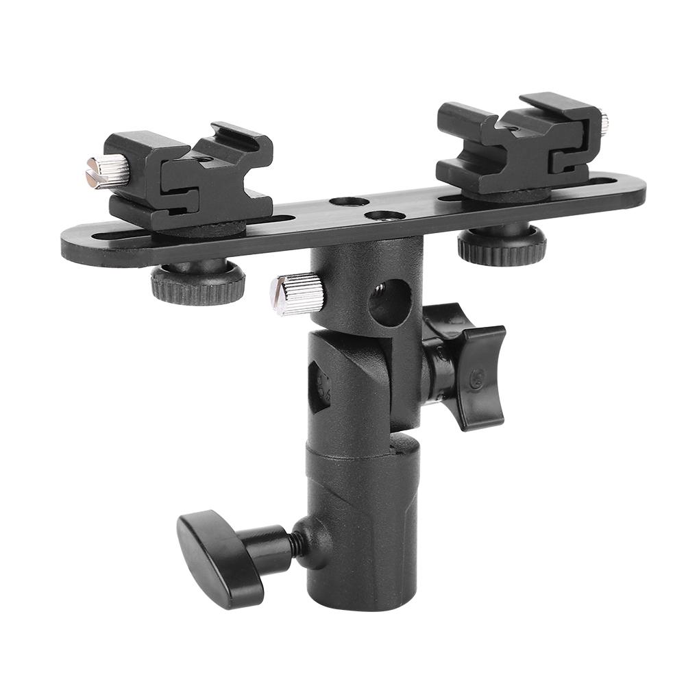 Dual Hot Shoes Flash Lamp Mount Holder Bracket For Camera Video Camcorder