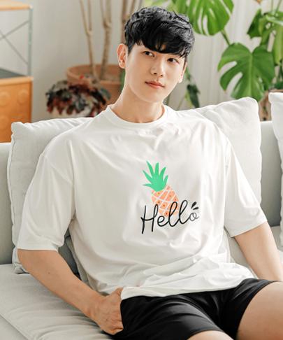 Tyubeuteuli Men'S Hello Loose Fit Short Sleeve Rash Guard A605 Ivory