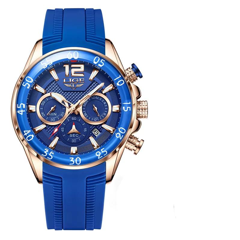 LIGE Fashion Mens Watches Top Luxury Silicone Sports Watch Men Quartz Clock Waterproof Wristwatches Relogios Masculino+Box