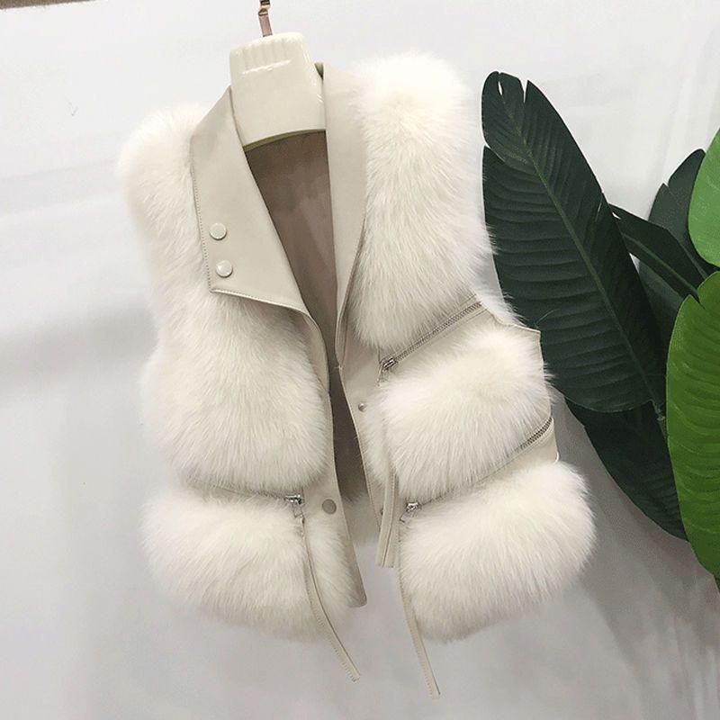 Faux Fur Winter Short Vest Jacket for Women Warm Coat