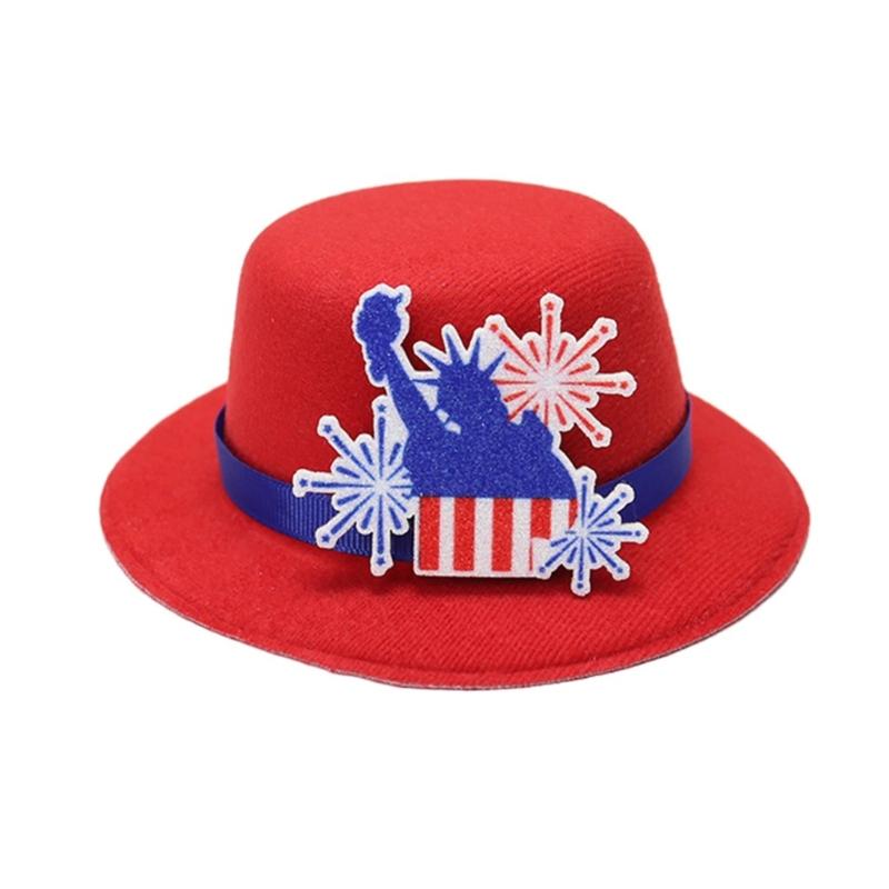 Carnivals Hat with Hair Clip for Independence Day Festival Small Top Hat Patriotic Holiday Party Hat for All Age and Pet