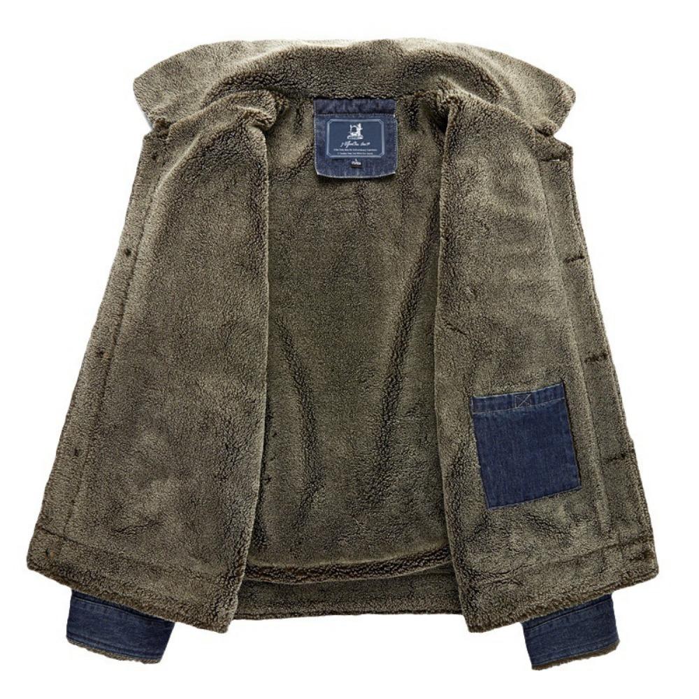 Nuevas Chaquetas de Mezclilla Cálidas de Invierno para Hombre con Forro Polar Bolsillos Grandes Chaquetas de Mezclilla Cargo Alta Calidad Masculino Azul Claro Slim Abrigos de Mezclilla Talla 4X